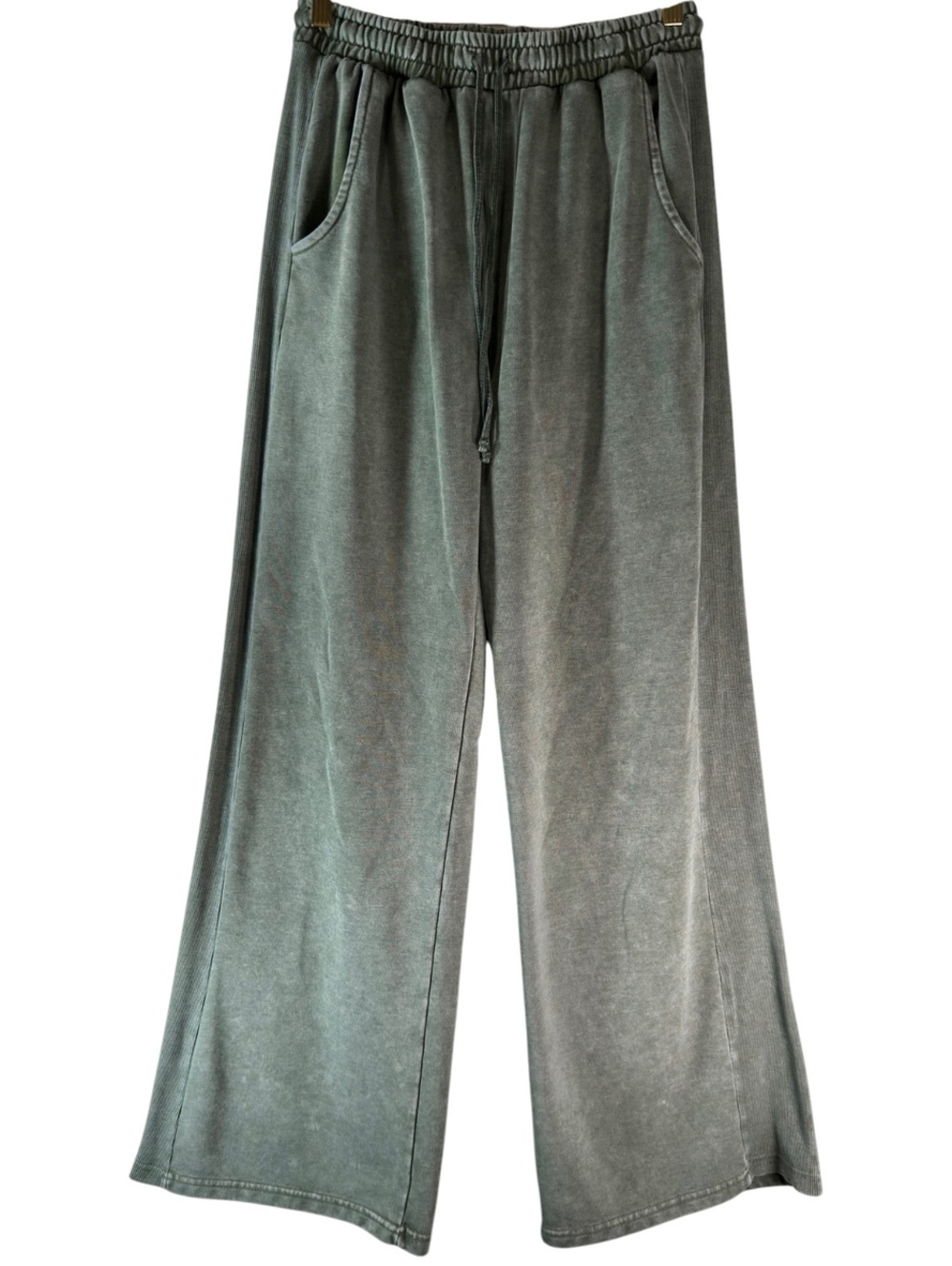 Fashion Nova Olive Green Mineral Wash Wide Leg Sweatpants Medium